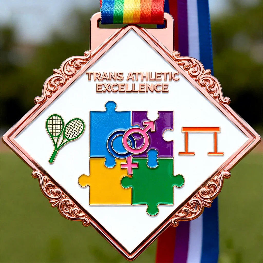 Medalha Colorida Personalizada de Fábrica para Corrida Esportiva Transgênero com Fitas, de Liga de Zinco de Alta Qualidade, Metal Dourado Impresso em UV, Durável, Esmaltada 3D