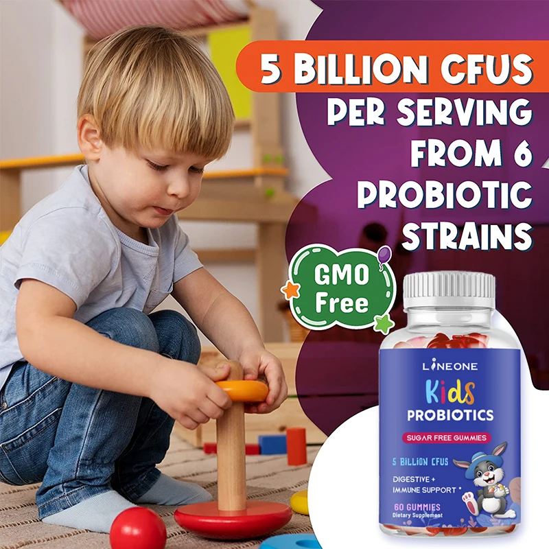 Sugar free Kids multivitamin gummy Probiotic Gummies For kids Gut Health Balance Microbiome supplier