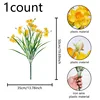 50 cm, 7 teste, erba primaverile, colla morbida, narciso artificiale, giallo