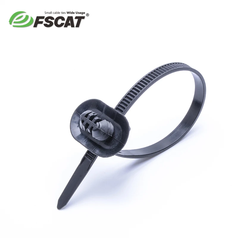 For FSCAT Eco-Friendly Nylon Cable Tie 4.8*100mm Black Auto Fastener Zip Ties Bolt Type with Releasable Feature