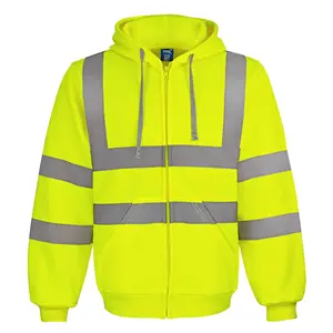 Direct Sale Manufacturer Hooded Reflective Sweatshirt Zip-Up Breathable Warm Cotton Cardigan for Outdoor Sports Work