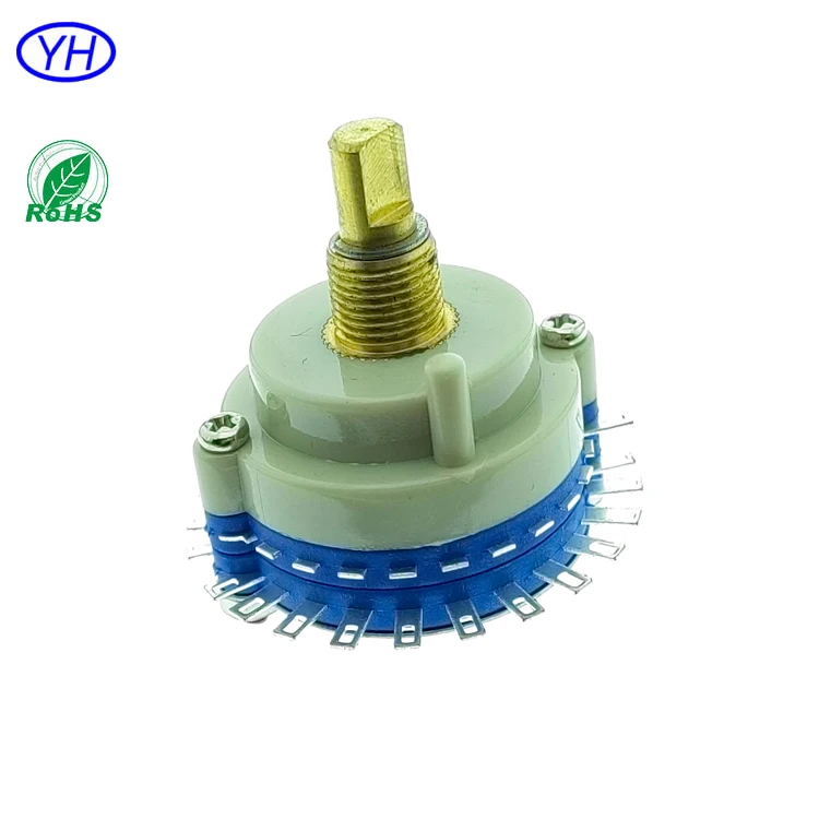 Free Samples Customized ODM OEM Metal Shaft Electrical 38mm 3 Poles 8 12 23 24 Position Rotary Switch Non Shorting