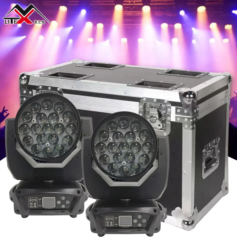 Low Price Stage Lighting MAC Aura 19x15watts RGBW 4-in-1 LED Moving Head Zoom Wash Light E27 DMX512 Control IP33 Rated