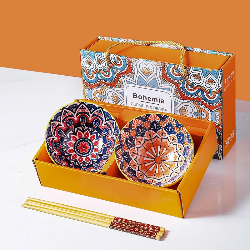 Bohemia Ceramic Bowl Set with Chopsticks - Chinese New Year Gift