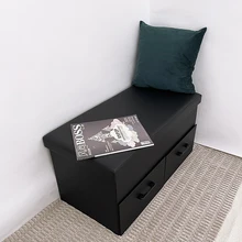 Modern Space Saving Folding Storage Ottoman Bench with Drawers