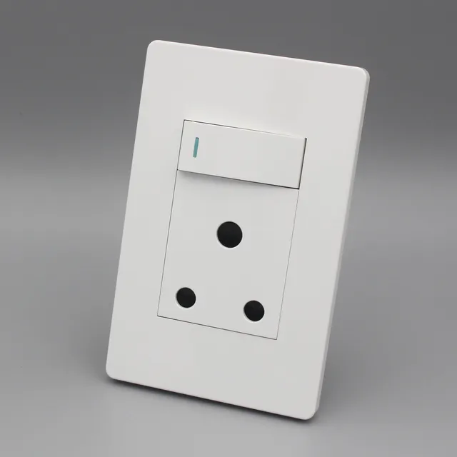 South Africa Standard  1 Gang+ 15A Electrical Switch Socket