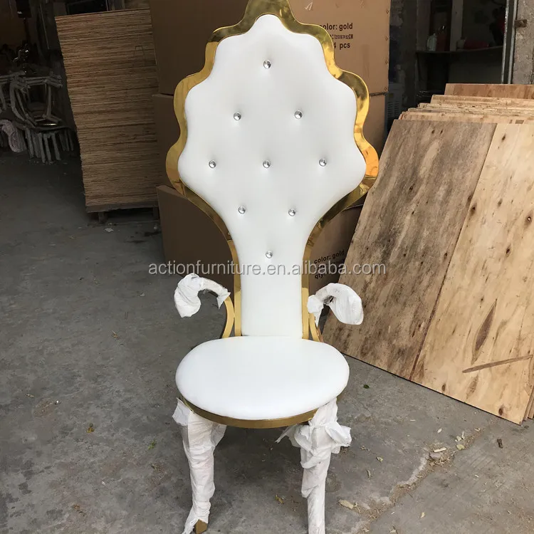 Мебель для отеля из нержавеющей стали, роскошный французский барочный белый золотой стул с высокой спинкой, королевский престол, свадебный стул из Китая