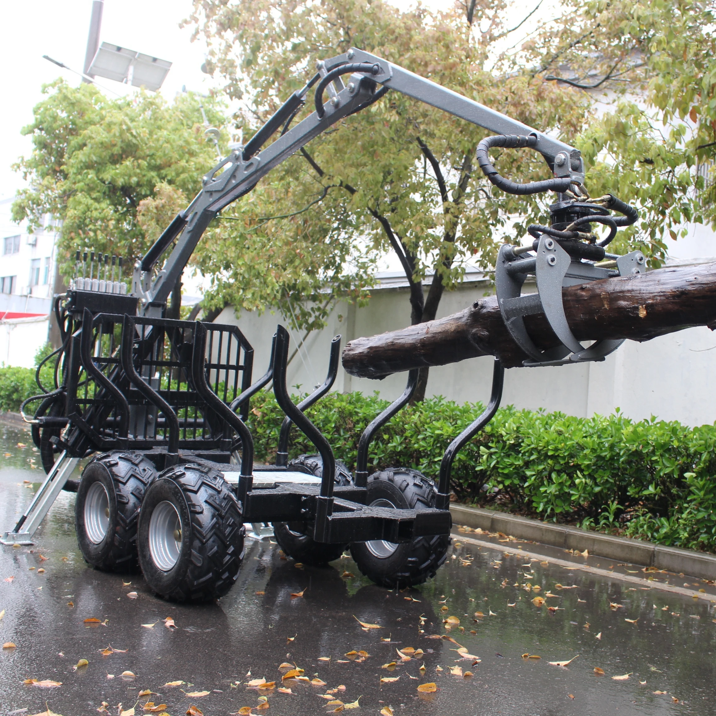 Factory Price Log Trailer with Crane Timber Loader Trailer Wood Lifting Transport Machine