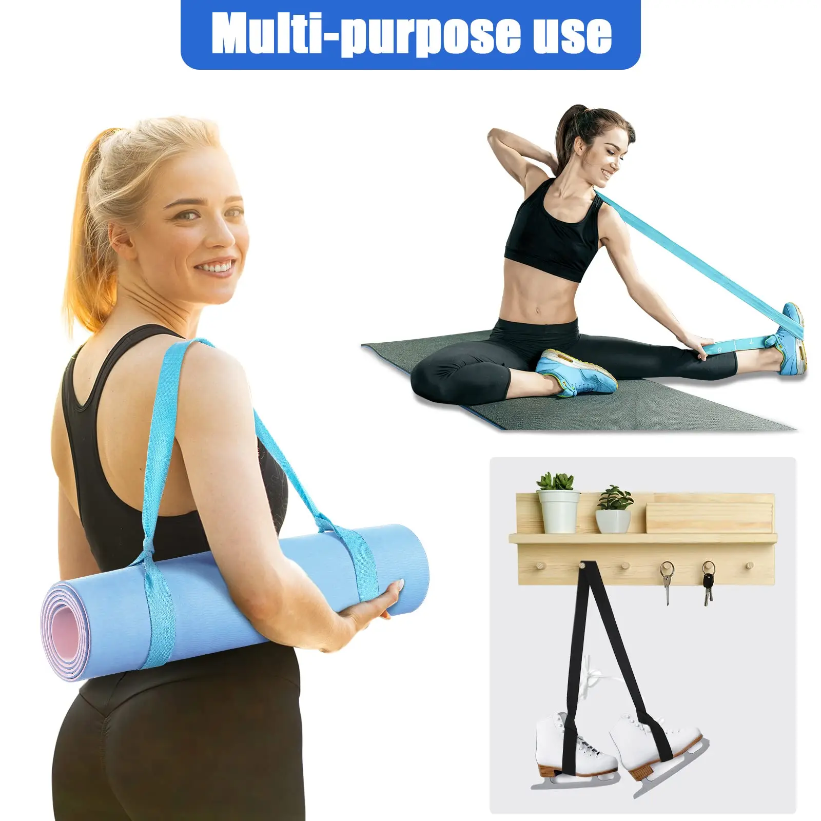Exercise Yoga Mat 1/2-Inch Thick W/Carry Strap Gym Pilates Meditation Fitness