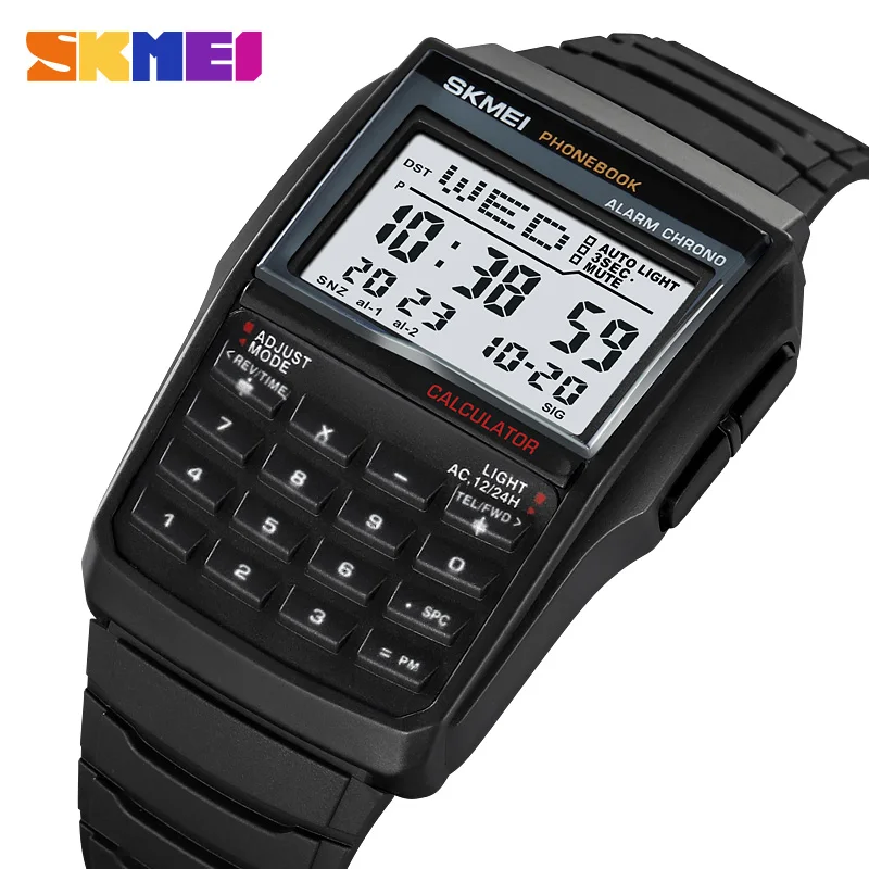 SKMEI 2255 Calculate Design Fashion Sport Men's Watch Led Display Waterproof Alarm Clock Digital Wristwatch Relogio Masculino