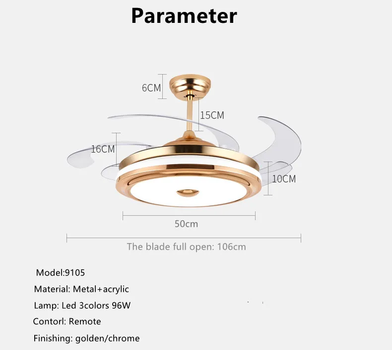 Luxury chandelier ceiling fan light 220V For sitting Room modern lighting fan lamp with remote control led ceiling fans