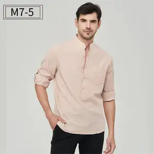 Henry Men's Spring and Summer Formal Casual Shirts Quick Dry Cotton Twill Fabric Anti-Wrinkle Art Print Patchwork Design