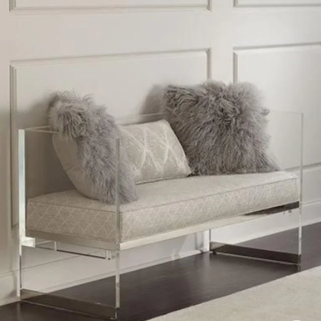Прозрачная акриловая скамейка для дивана, полированная акриловая мебельная скамейка, сверхмощная Съемная длинная скамейка