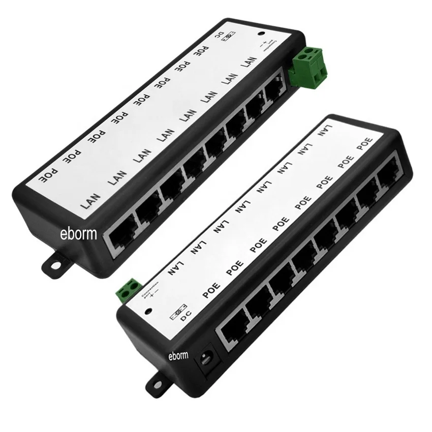 PoE Injector All in One 8 Port Gigabit 1.25A DC12V-48V 8 Interfaces ...