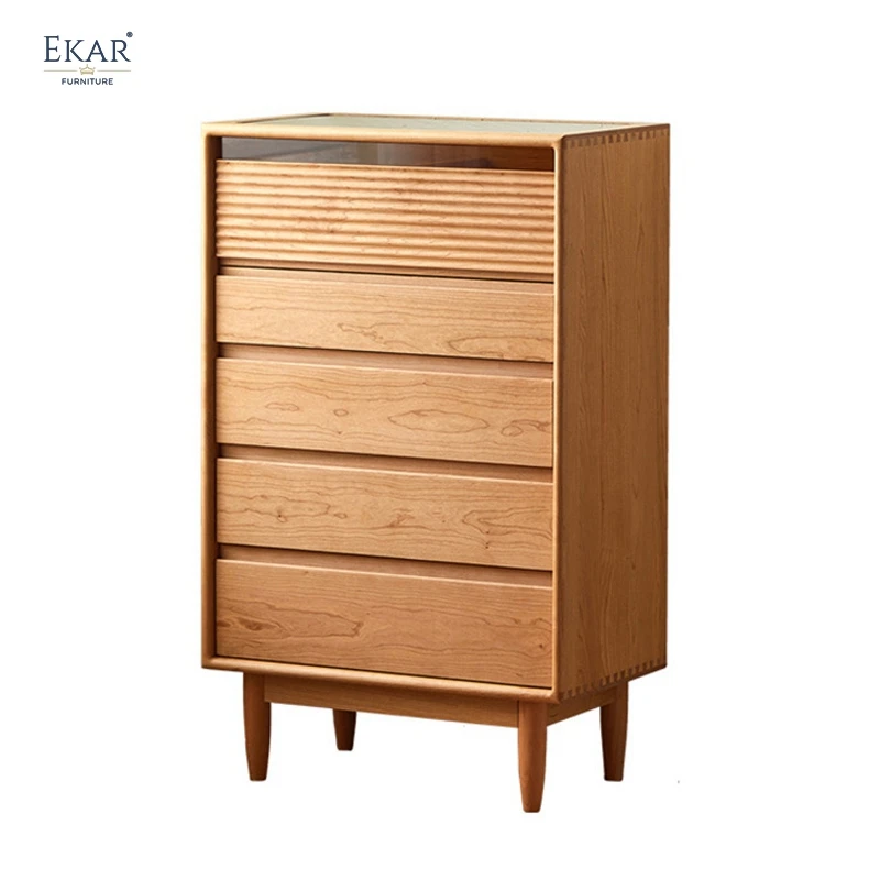 Modern Creative New Design Chinese Style Bedroom Wood Chest of Drawers Solid Wood and Metal Plywood Panel Birch Material