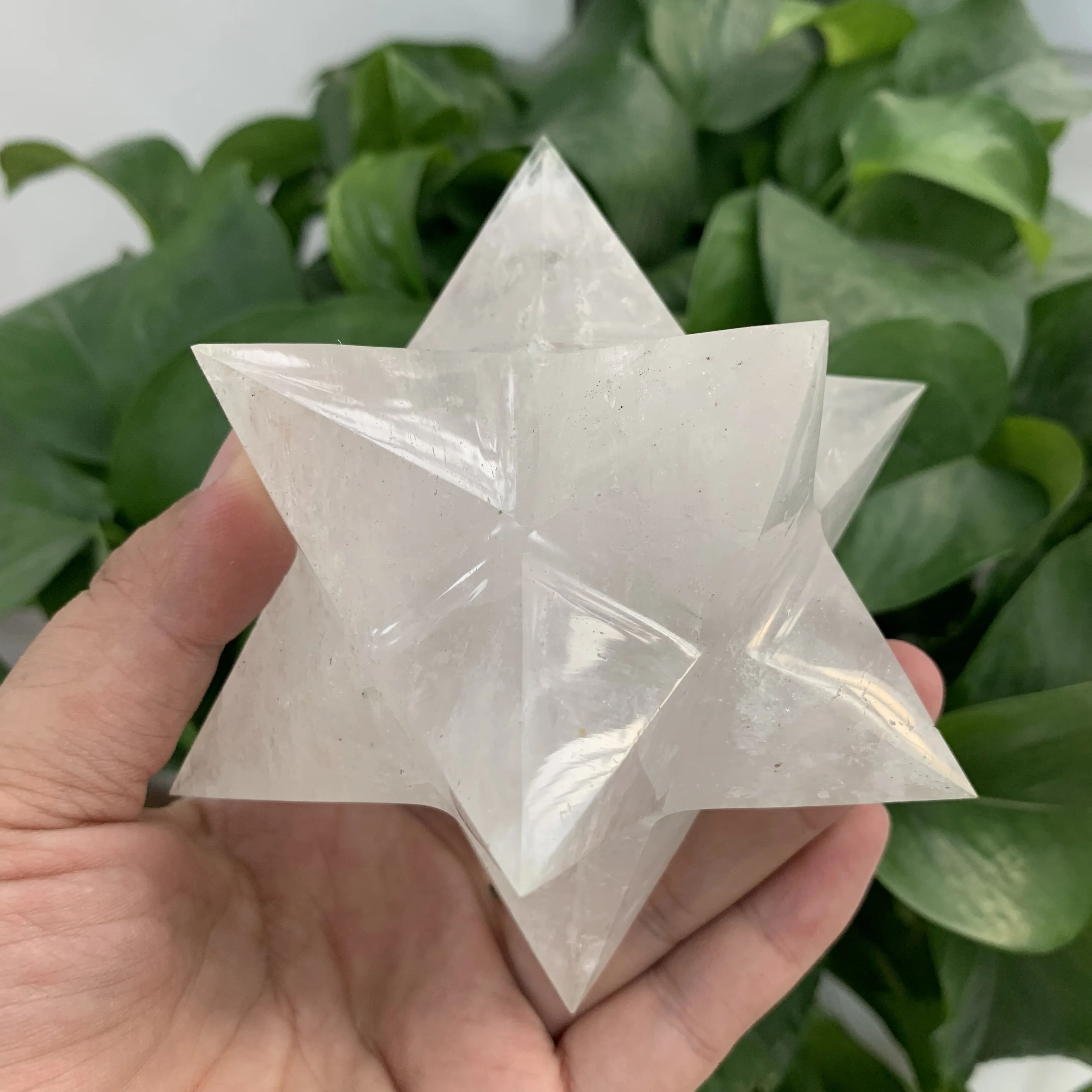 Natural Clear Quartz Crystal 12 Points Merkaba Star for Healing Decoration