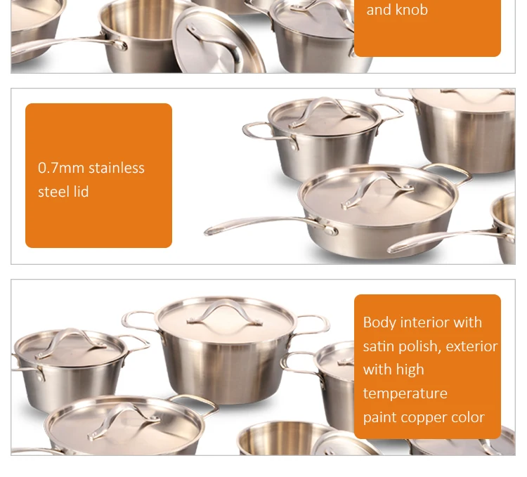 Wholesale 12Pieces Cookware Sets Stainless Steel Stock Soup Pots Casseroles Cooking Pot Sets manufacture