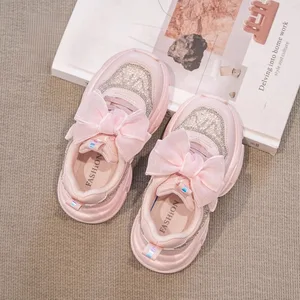 Children's Sports Shoes Bowknot Soft-soled Hook & Loop Children's Sneakers Girls Board School Shoes for Outdoor