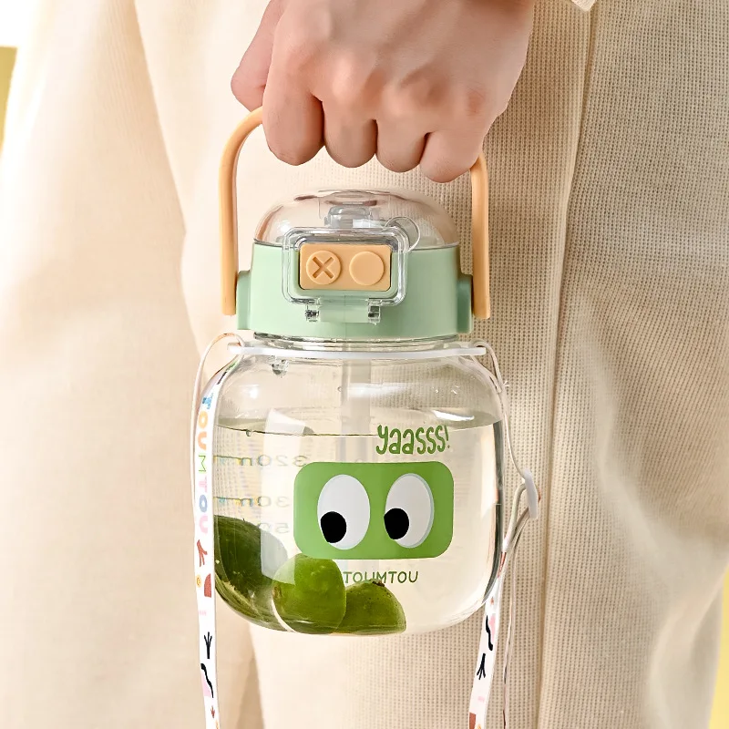 High-Appearance PC Water Bottle Cartoon Dual-Use Kettle Boys & Girls Cute Portable Large-Capacity Straw Cup Kids