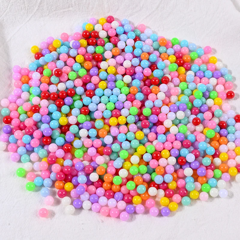 Hengxin 3MM 4MM 5MM 6MM 8MM Plastic Beads No Hole Colored Beads for Craft Decoration