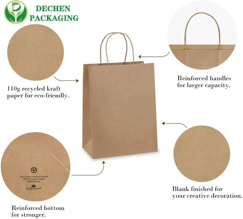 Recycled Brown Paper Shopping Bags With Handles