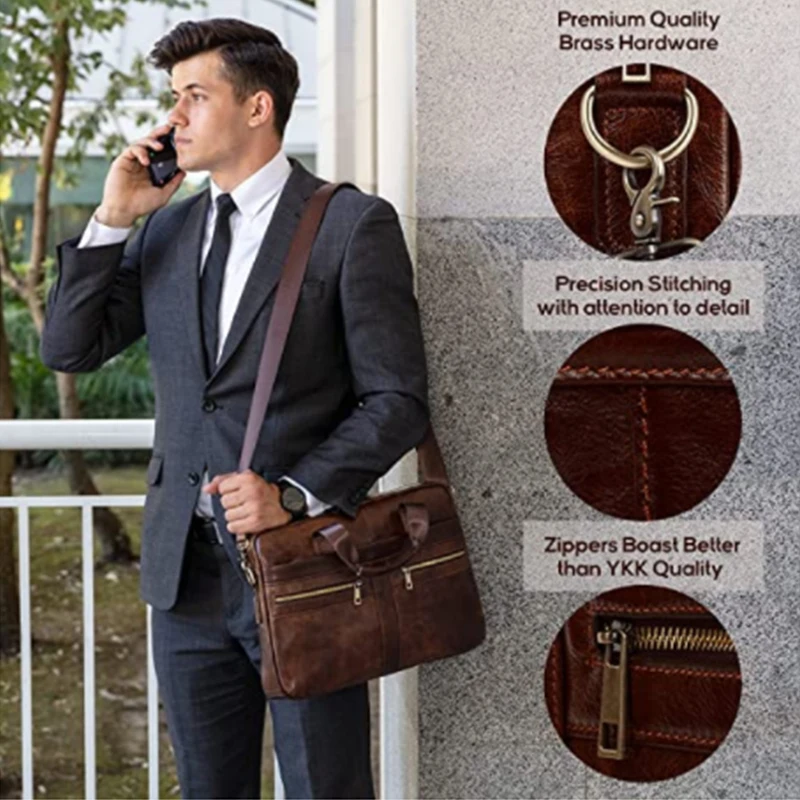 Maletín De Cuero Personalizado Para Hombre,Maletín De Negocios De Alta  Calidad,Adecuado Para Notebook De 14 Pulgadas,Venta Al Por Mayor - Buy De  Los Hombres Cartera De Cuero,Los Hombres De Cuero Genuino Bolso
