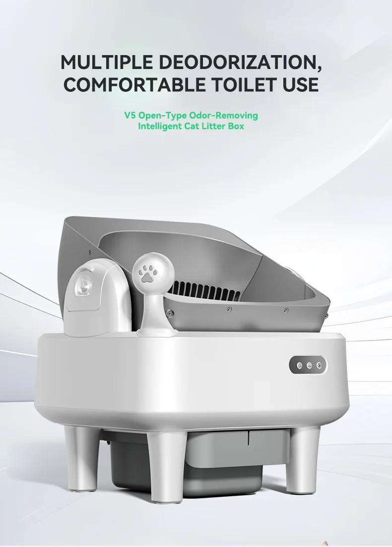 Extra Large Open Smart Cat Litter Box with Dual Negative Ion Deodorizer Automatic Self-Cleaning Anti-Splash Cat Litter Tray manufacture