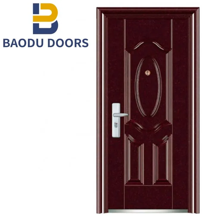 Latest Design Swing Open Style and Exterior Position Steel Flat Plate Main Door Design