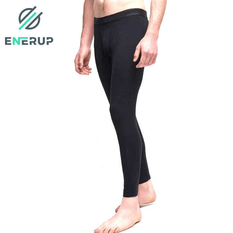 Enerup Merino Wool Polyester Men Base Layer Running Tights Sports Athletic Leggings Thermal Underwear Quick Dry Pants long johns