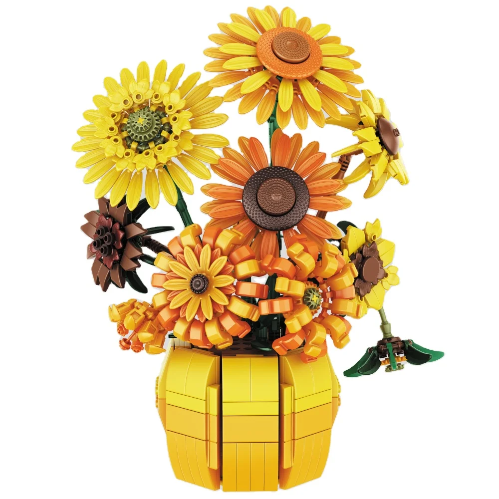 Sunflower  Puzzle Match Small Particle Intelligence Summer Valentine's Day Toy Small Particle Building Blocks for Age 14+