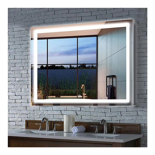 HIXEN 18-5 Modern anti-fog rectangular frameless touch screen smart backlit bathroom mirror with led lights