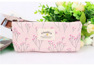 Cute Kawaii Canvas Zipper Pencil Cases Lovely Fabric Flower Tree Pen ...