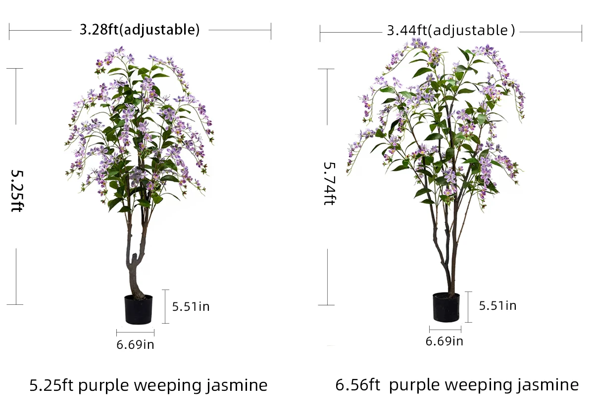 Plastic Green Tree with Real Touch White Pink Purple Artificial Flowers for Home or Office High Touch-Feel Decorative Pot factory