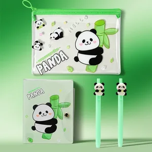 Cute Panda Stationery Kit - Notebook, Pencil Pouch + 2 Gel Pens | Student & Office Supplies