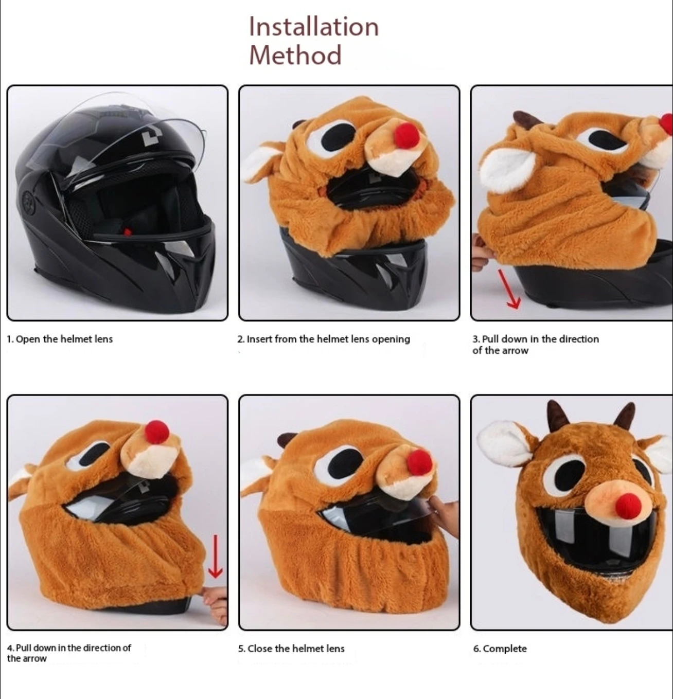 fur motorcycle helmet cover HTLNUZD Full Face Easy to Install Dust Cap Motorcycle Helmet Fun Rides, Cartoon Fluffy Plush Set for Motorcycle Christmas Hats (A) : Automotive scratches and chips Furry Dirt Bike Helmet Cover