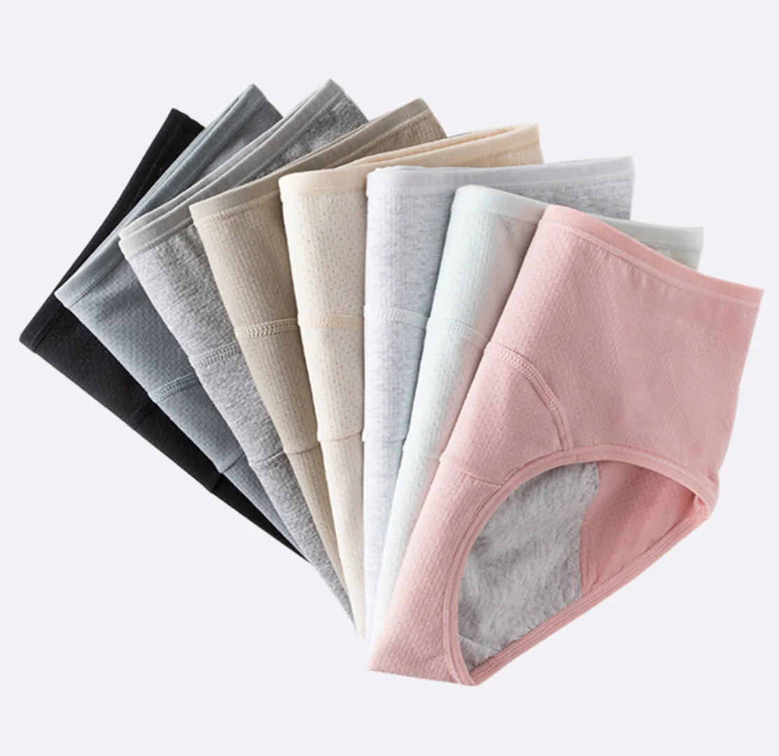 Solid Color Mid Waist 3 Layers Leakproof Cotton Hot Lingerie Menstrual