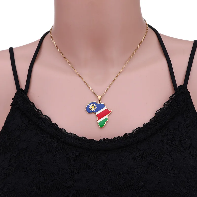 Africa Map Pendant Necklace – Stainless Steel, Unisex, Gift Ready In Velvet Bag