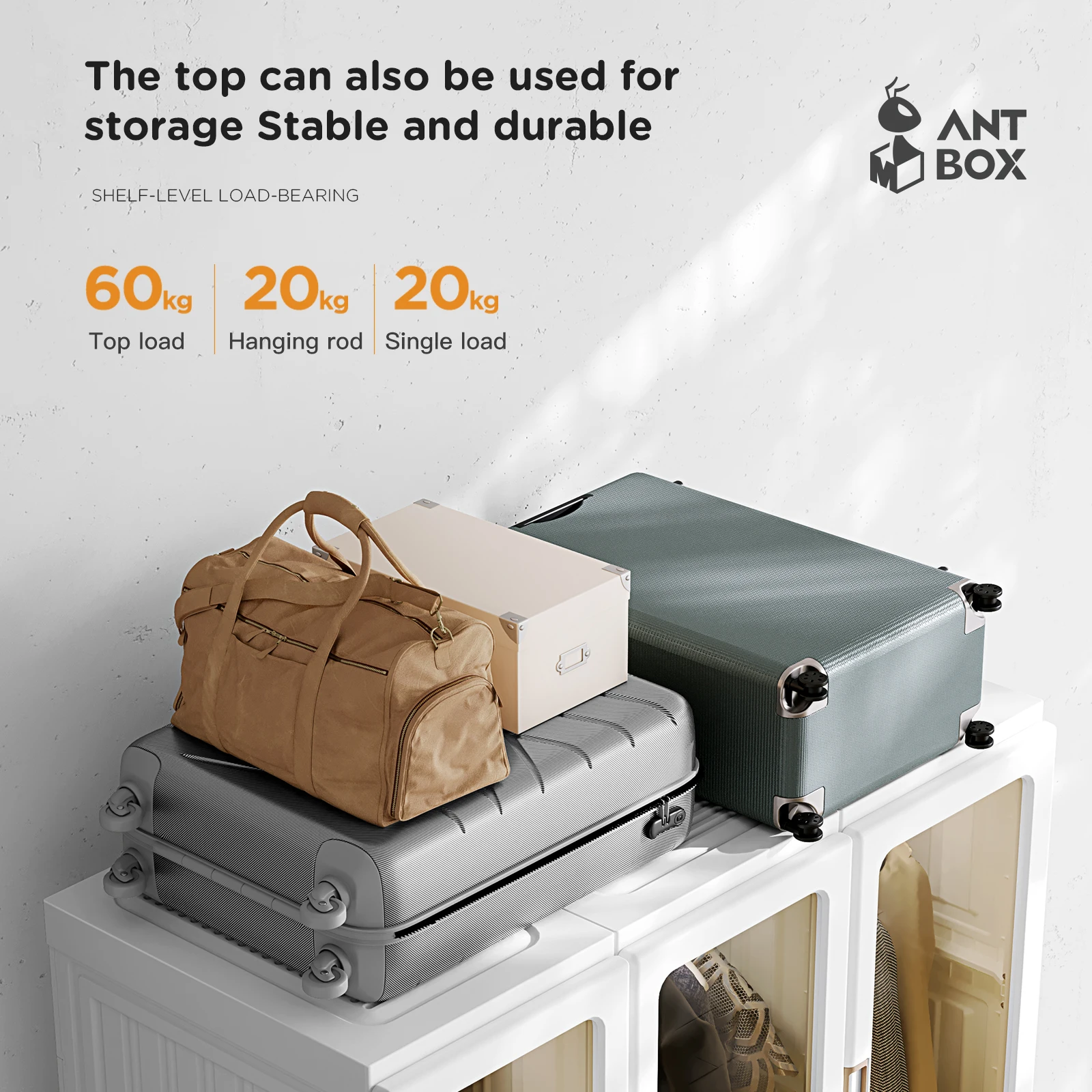 Antbox PP Plastic Stacking Cube Storage Cabinet for Kitchen Room