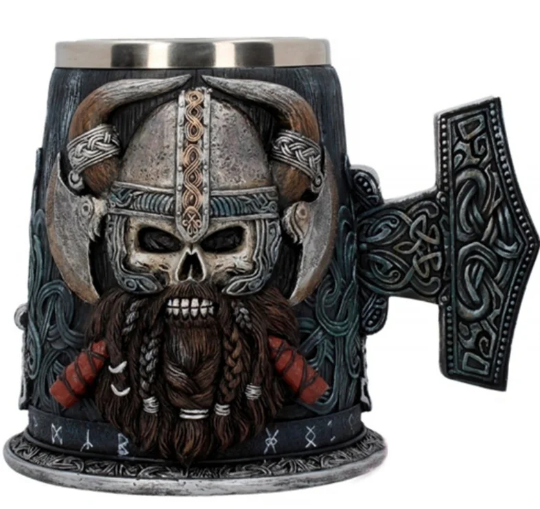 Viking Tree of Life Mug Set VK02 Celtics Thor Beer Mug Collection Resin Novelty Party Wood Barrel Cup Viking Mug Stuff