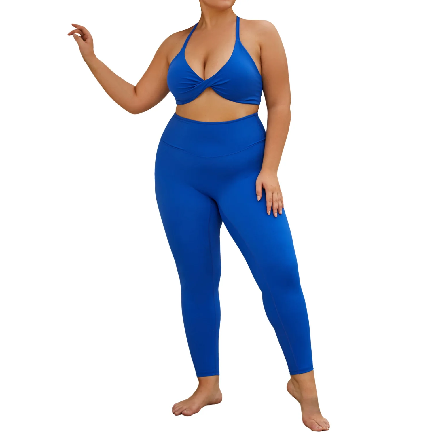 Engros Kvinne Legging Fitness Jogger Wear Klut Bukse Tight Suit Gym Høy midje BH 2 deler Klær Sport Plus Størrelse Yogasett