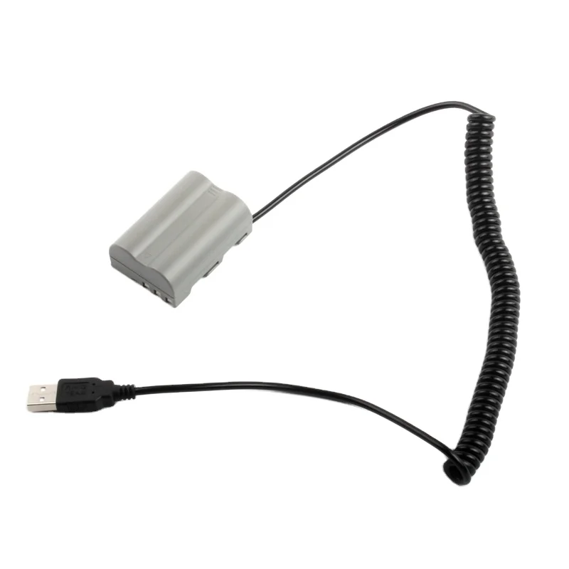 New Coiled Cable USB to EN-EL3E ENEL3E Dummy Battery for Nikon D50 D70 D70S D80 D90 D100 D200 Camera