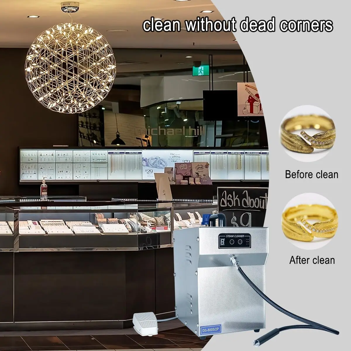 Professional 2L Handheld Steam Cleaner for Silver Gold Jewelry for Cleaning Watch Glasses Denture Tools Jewelry Tools Equipment