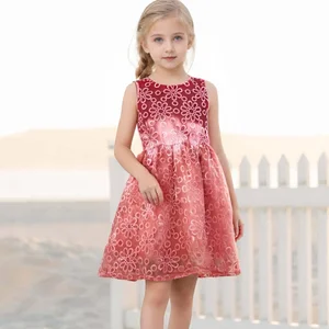 Wholesale ODM Solid Plant Dye Natural Dye Sleeveless Lace 100% Cotton Summer Dress for Girls