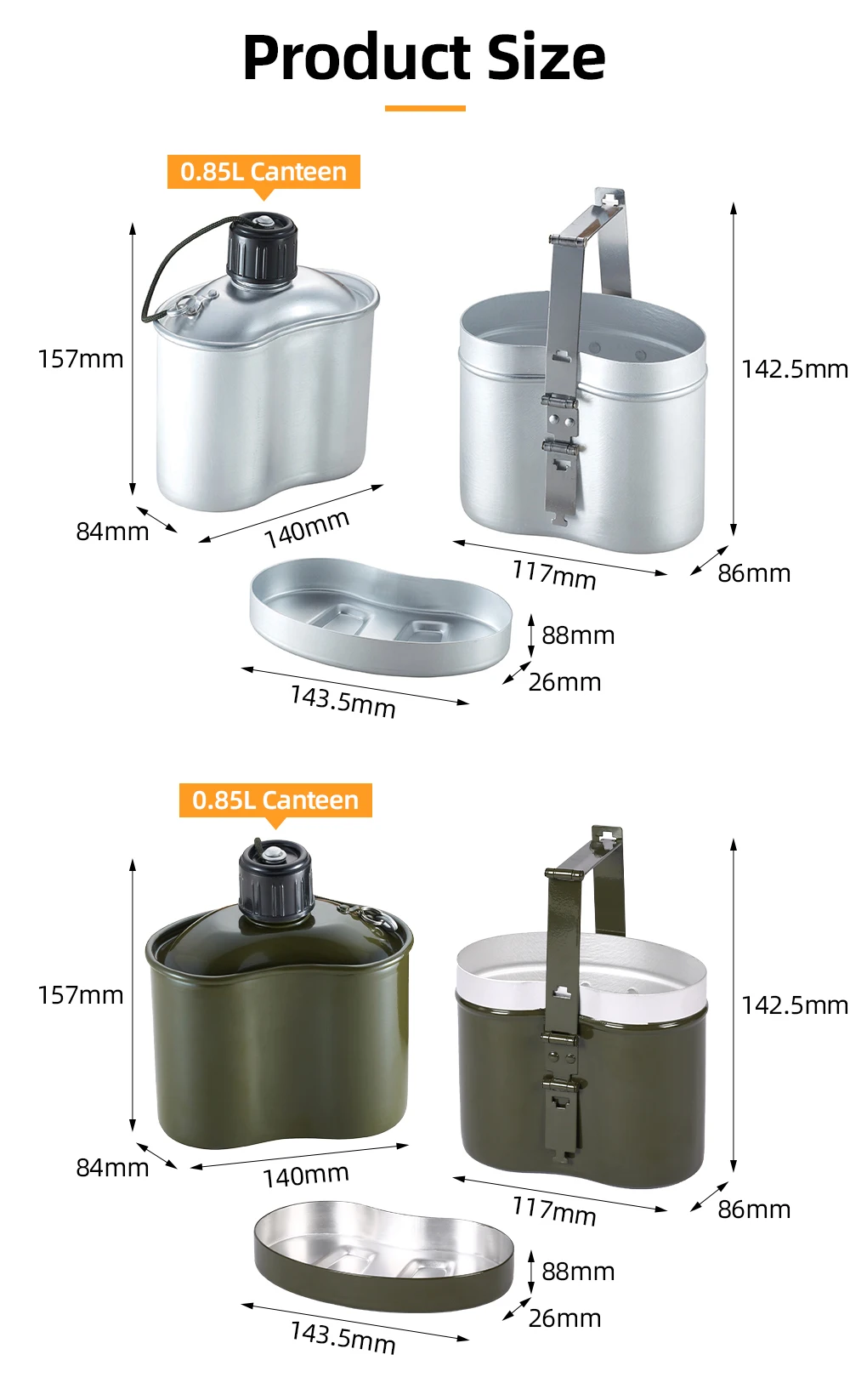 High Quality Hiking Metal Drinking Cup Water Bottle Aluminium Canteen For Water factory