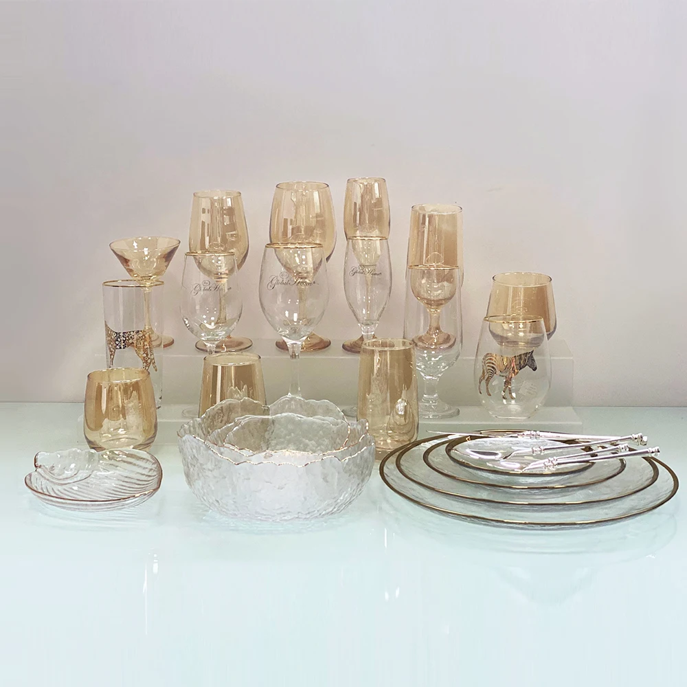 Стакан для столовой, посуда, стакан для вина, миска для смешивания, Салатница, зарядное устройство, набор стеклянных тарелок