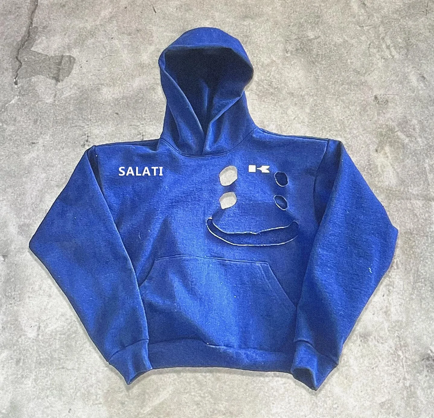 Custom Y2K Pullover Hoddies Sweatshirts Heavyweight Hollow Print 500GSM French Terry Cotton Boxy Stone Acid Wash Hoodies for Men