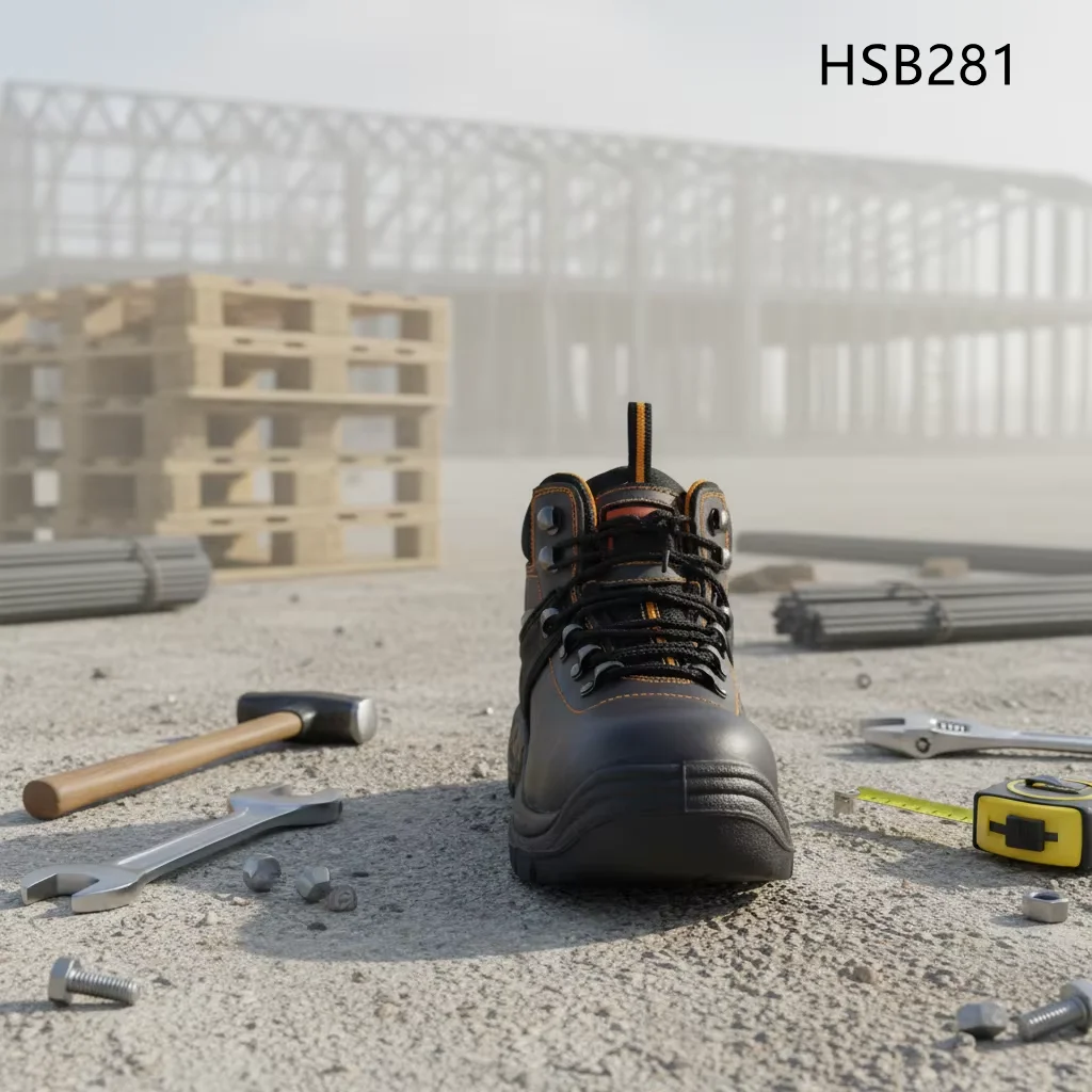 HY, Stivali da lavoro per squadre edili con punta di protezione in acciaio e rinforzo antichiodo, adatti al settore petrolifero; scarpe di sicurezza marroni con supporto duraturo, modello HSB281