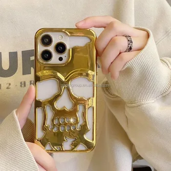 NEW Creative Design Skeleton Skull Mobile Phone Case for iPhone 15 16 Pro Max Chrome Case for iPhone 14 13 12 11 Hollow Out