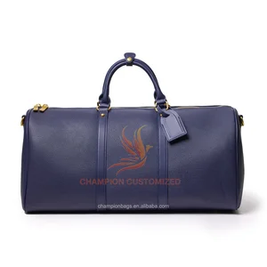 Custom Logo Pebble Leather Fashion Ladies Women Travel Overnight Weekender Duffle Bag