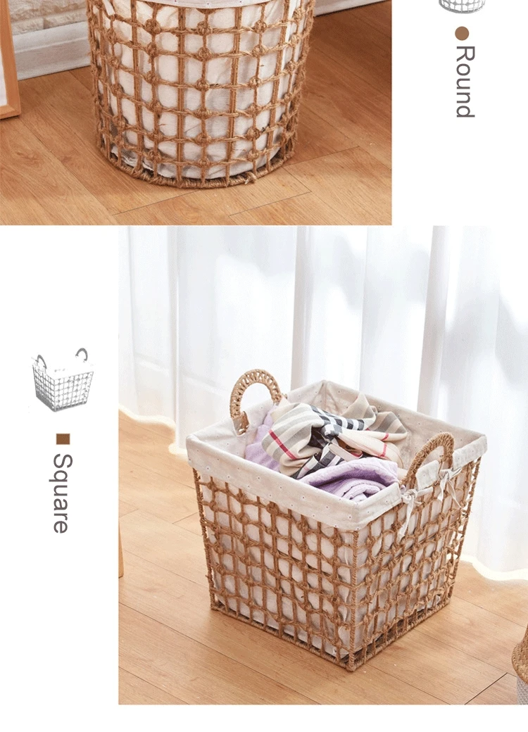 Eco-Friendly Woven Laundry Basket for Bathroom Use for Storing Clothes Toys Other Items